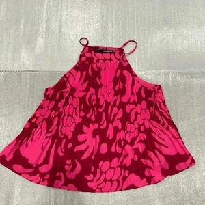 [M]Sfera  Collection Pleated Pink Floral Tank Top